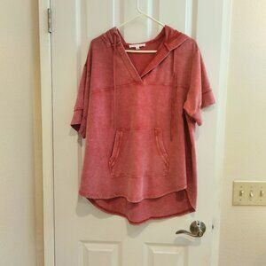 Top with Hood - Never Worn Size 1X  Reddish/Pink